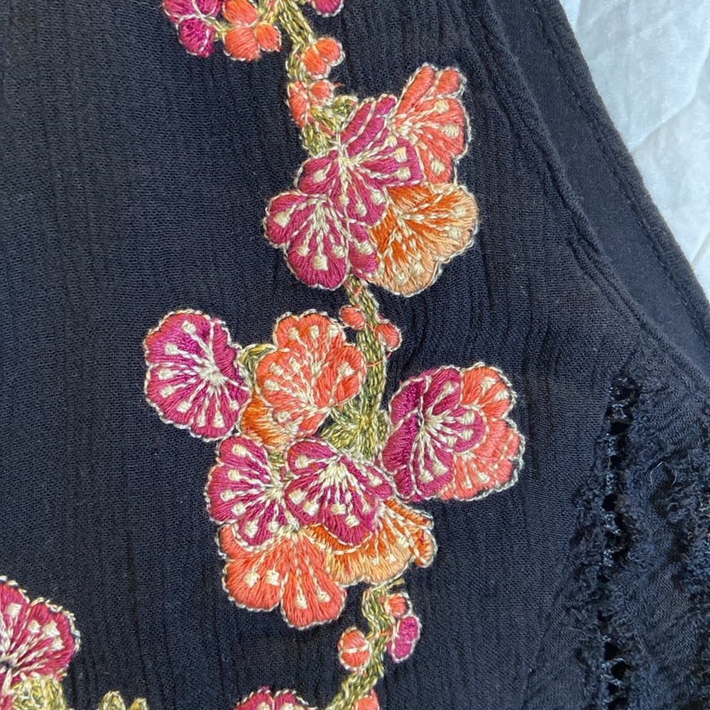 NWT Maeve Anthropologie Black Floral Maxi Dress Beaded Embroidery Size M - Picture 4 of 9